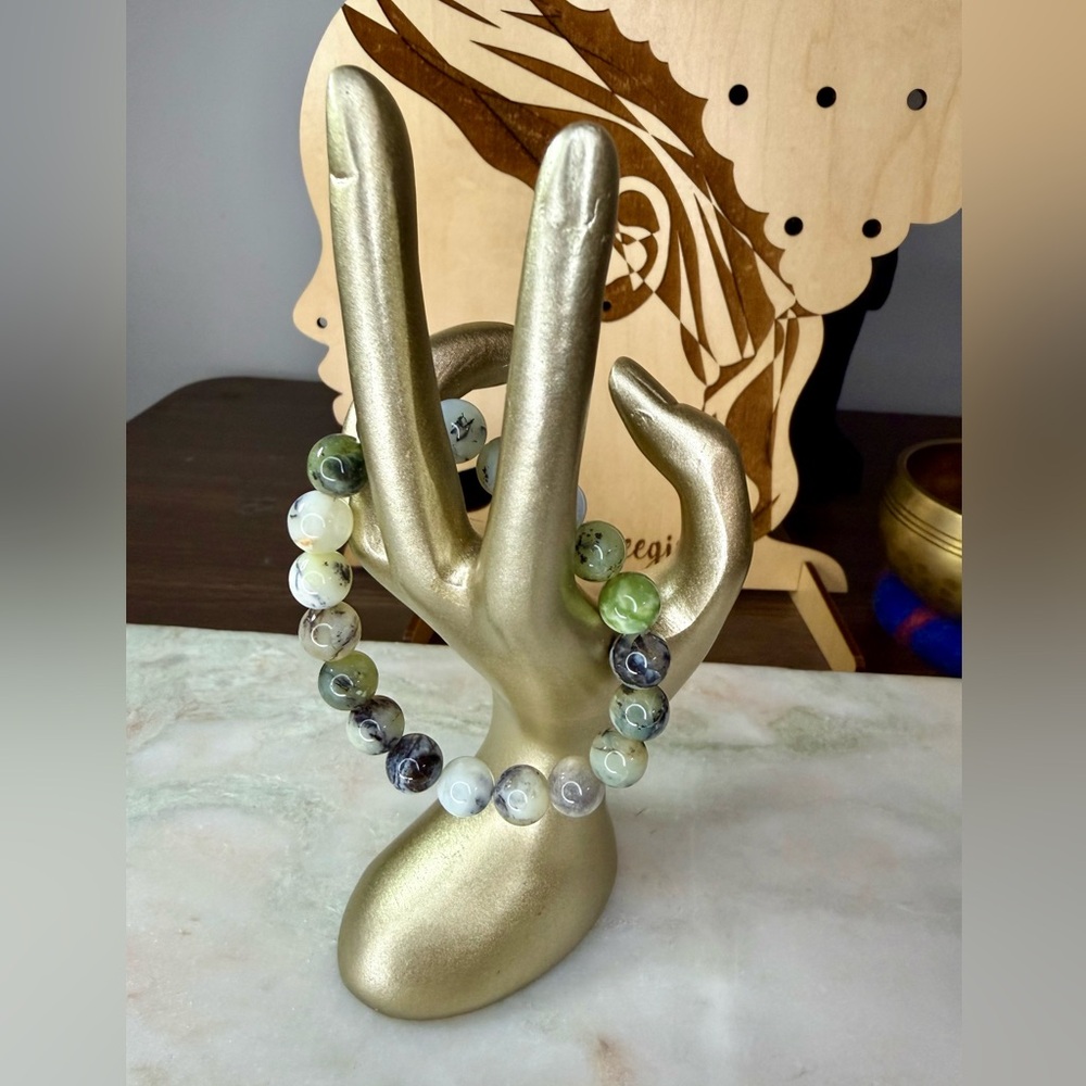 Natural Green Opal Stone of Renewal Gemstone Bead Bracelet